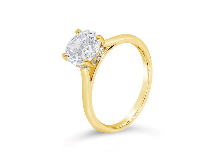 Solitaire Hidden Halo Diamond Engagement Ring - The Diamond Guys