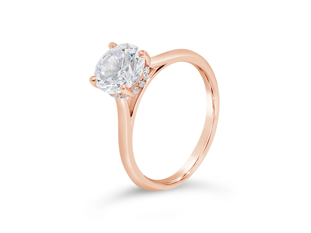 Solitaire Hidden Halo Diamond Engagement Ring - The Diamond Guys