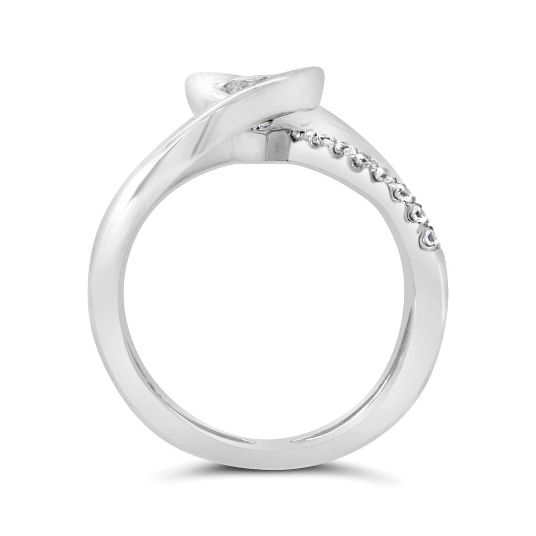 Bezel Set Cross Over Modern Diamond Engagement Ring - YJC4076R