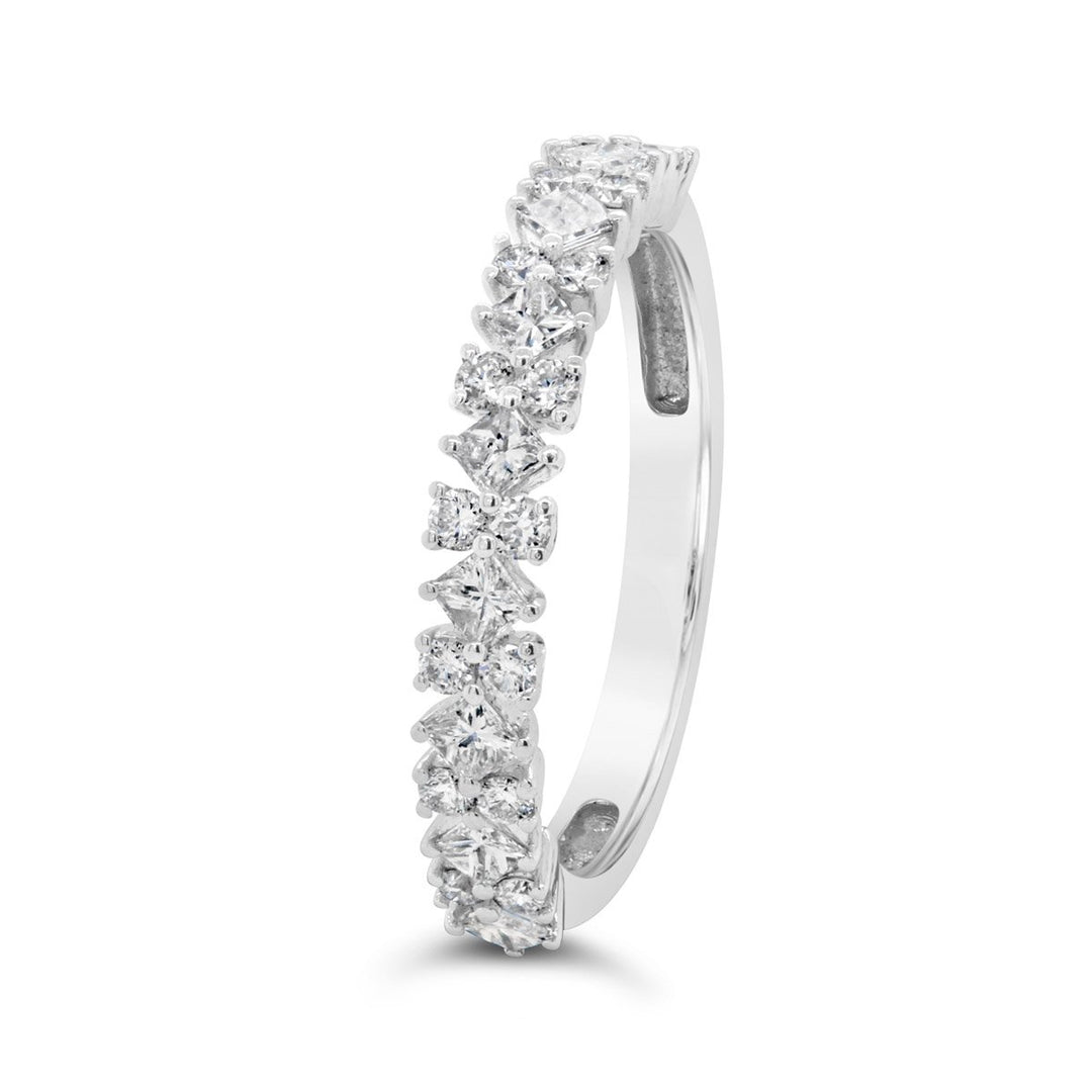 White Gold Diamond Mixed Shape Band - The Diamond Guys