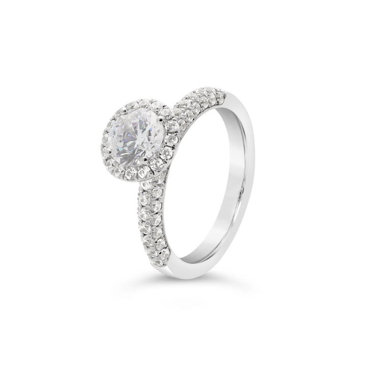 Pave Diamond Halo Ring - The Diamond Guys