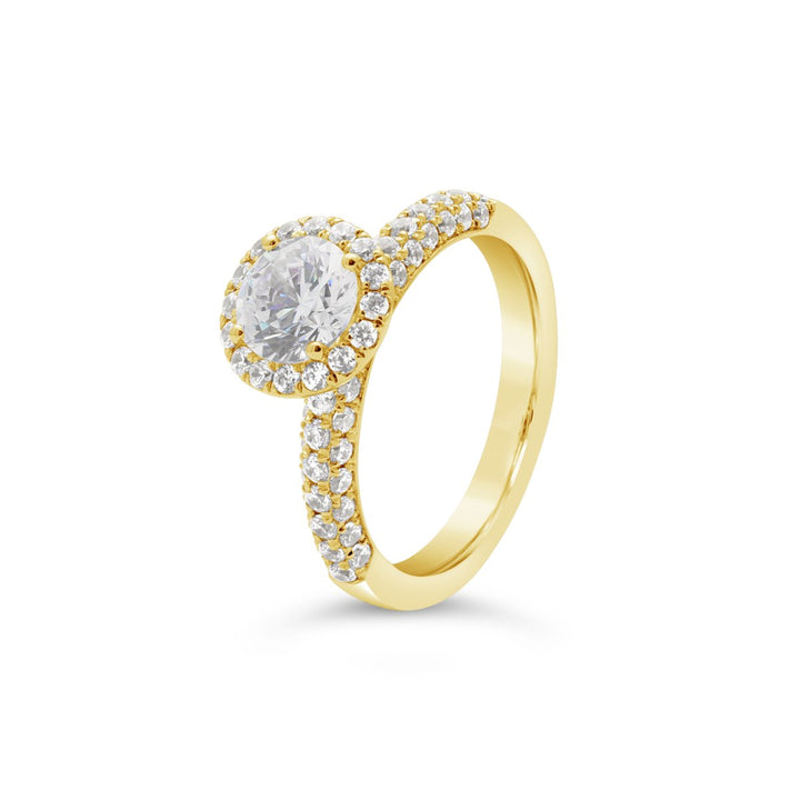 Pave Diamond Halo Ring - The Diamond Guys