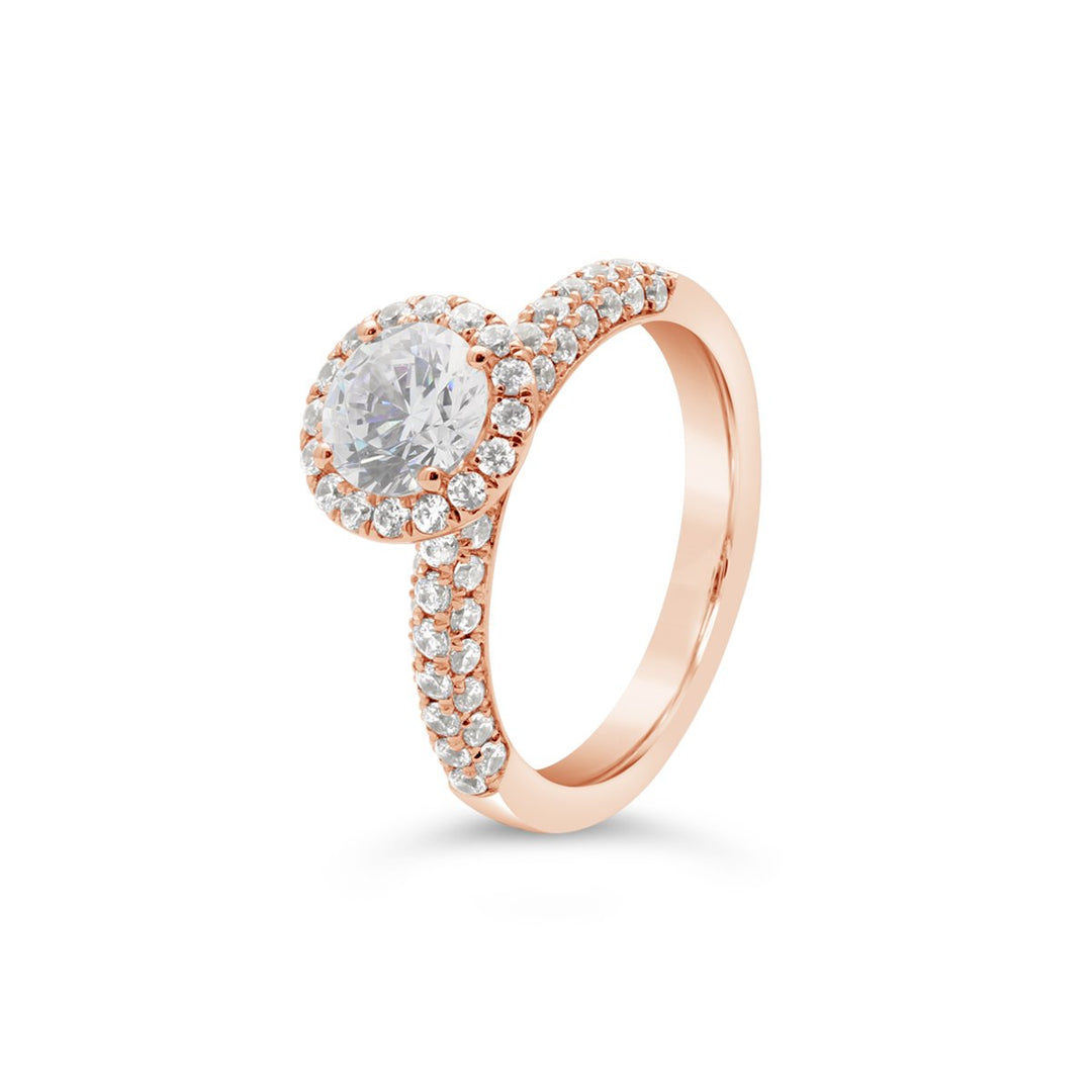 Pave Diamond Halo Ring - The Diamond Guys