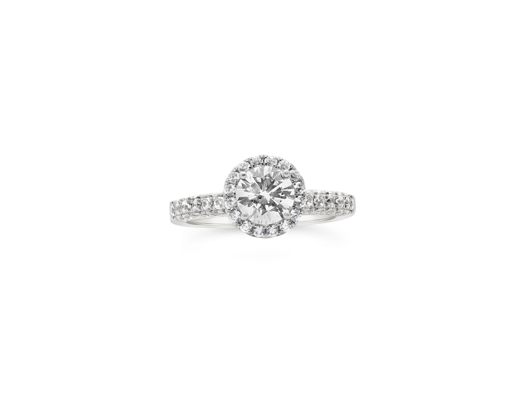 Pave Diamond Halo Ring - The Diamond Guys