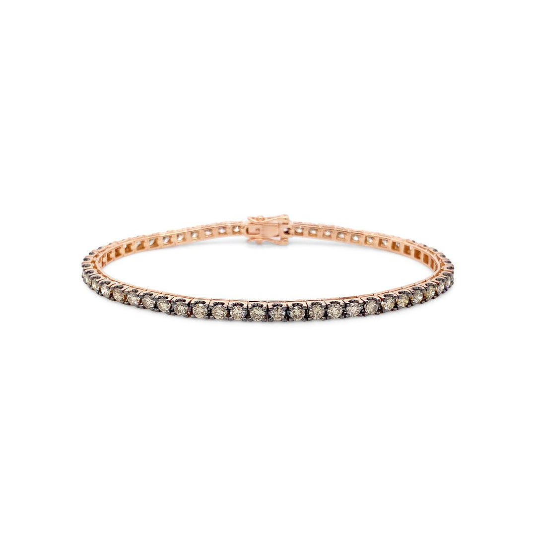 Rose Gold Black Rhodium Plated Fancy Cognac Diamond Tennis Bracelet - AB0385 - The Diamond Guys