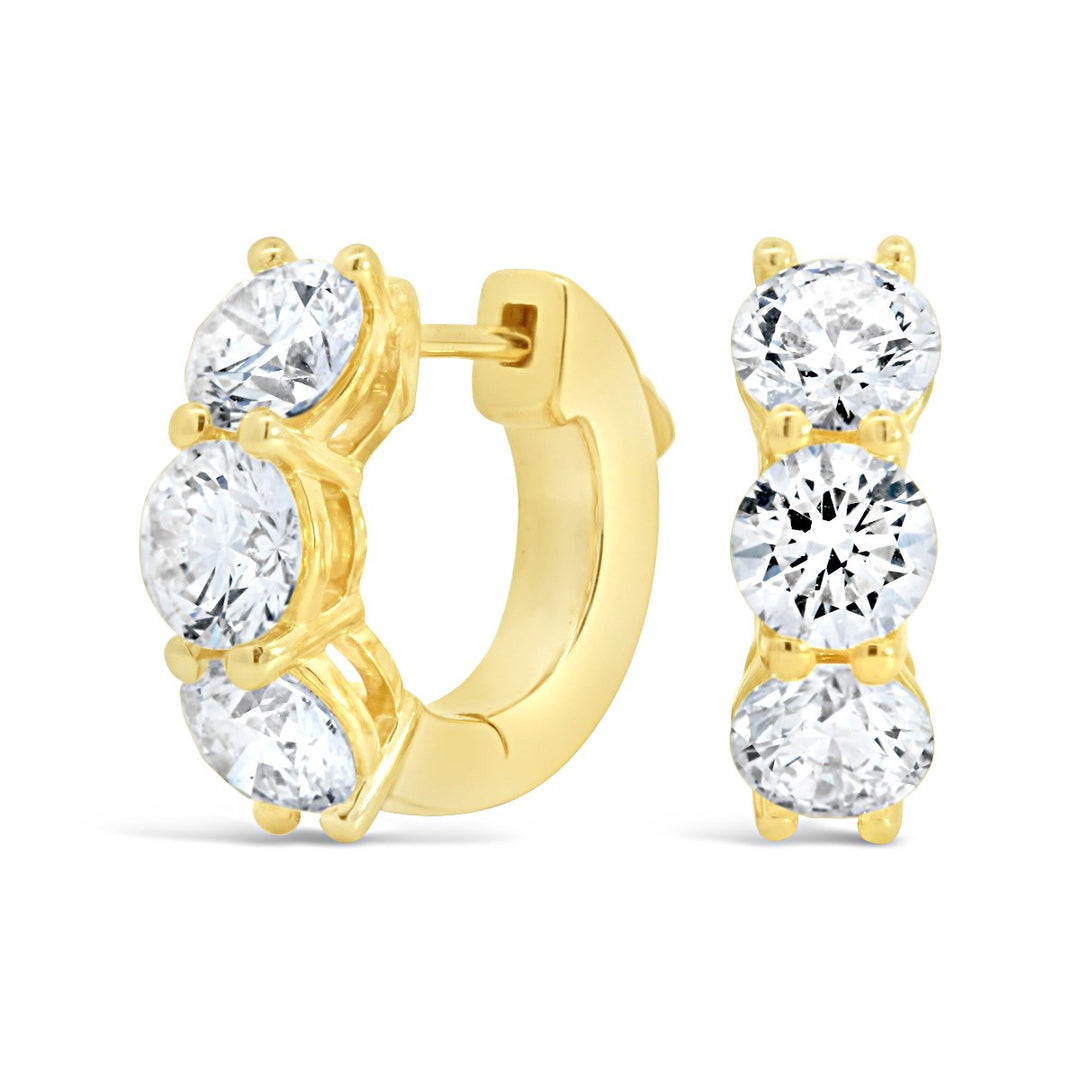Yellow Gold Lab Grown Diamond Diamond Huggie Earrings - The Diamond Guys