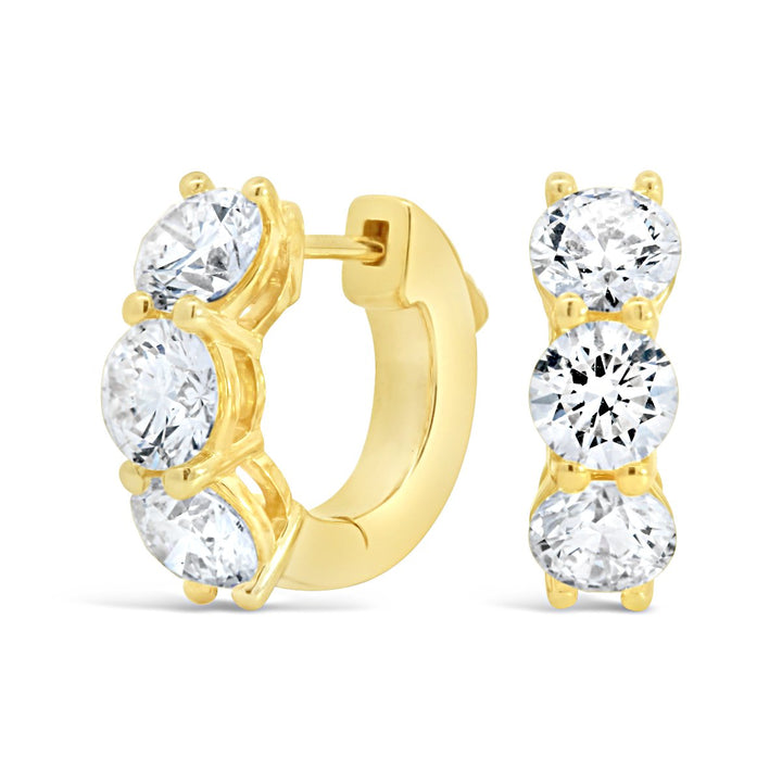 Yellow Gold Lab Grown Diamond Diamond Huggie Earrings - The Diamond Guys