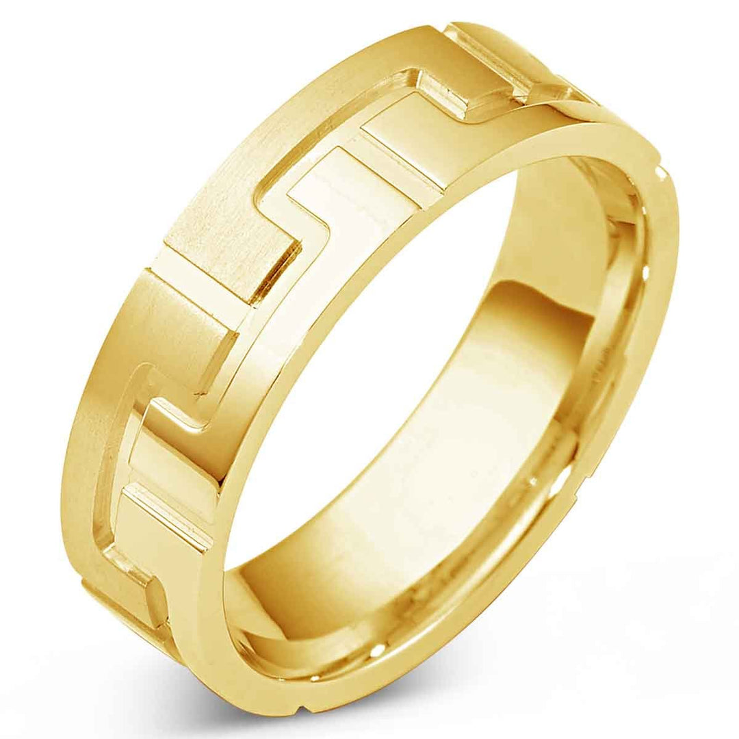 Carved Gold Men's Wedding Band - 1787
