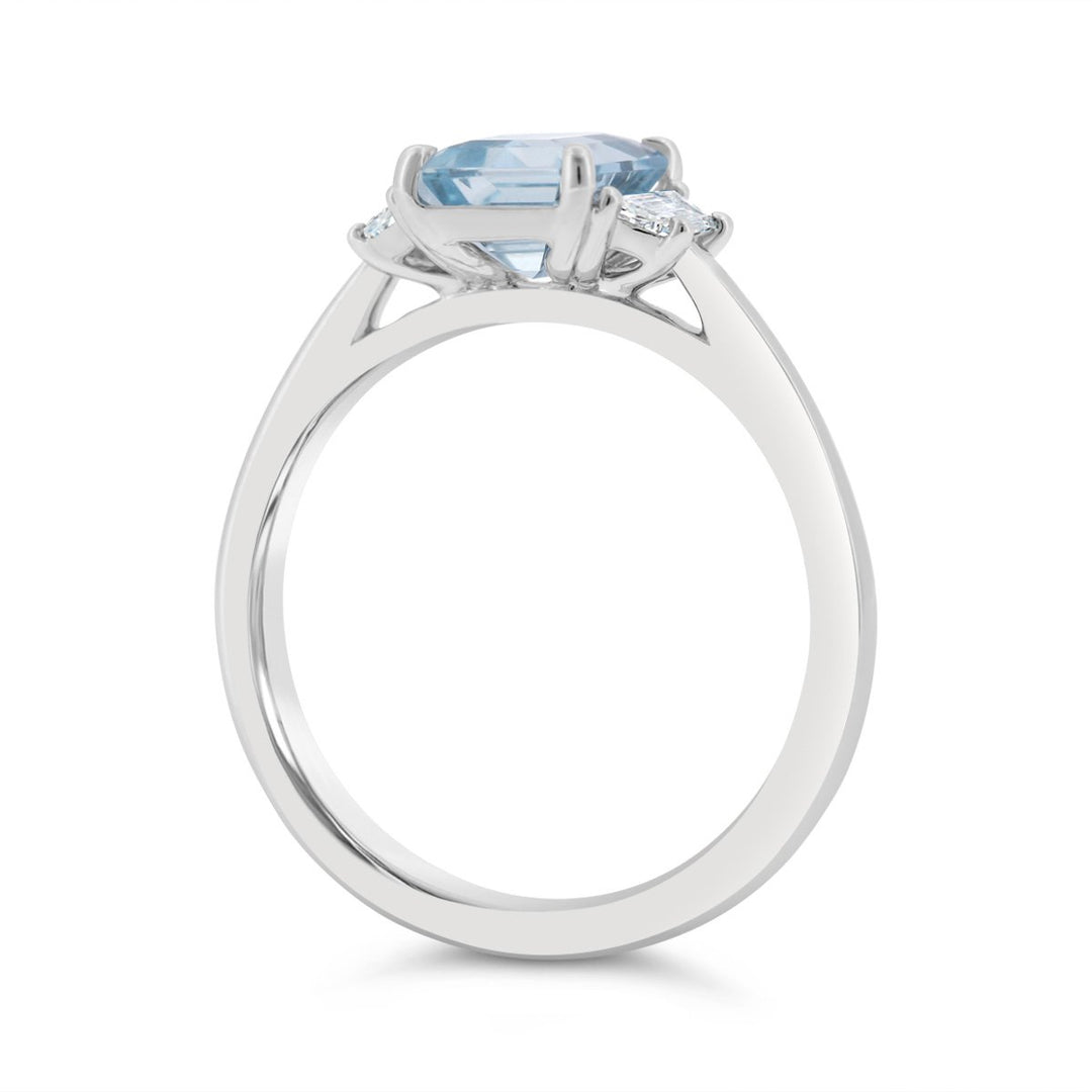 Aquamarine & Diamond Three Stone Ring - The Diamond Guys