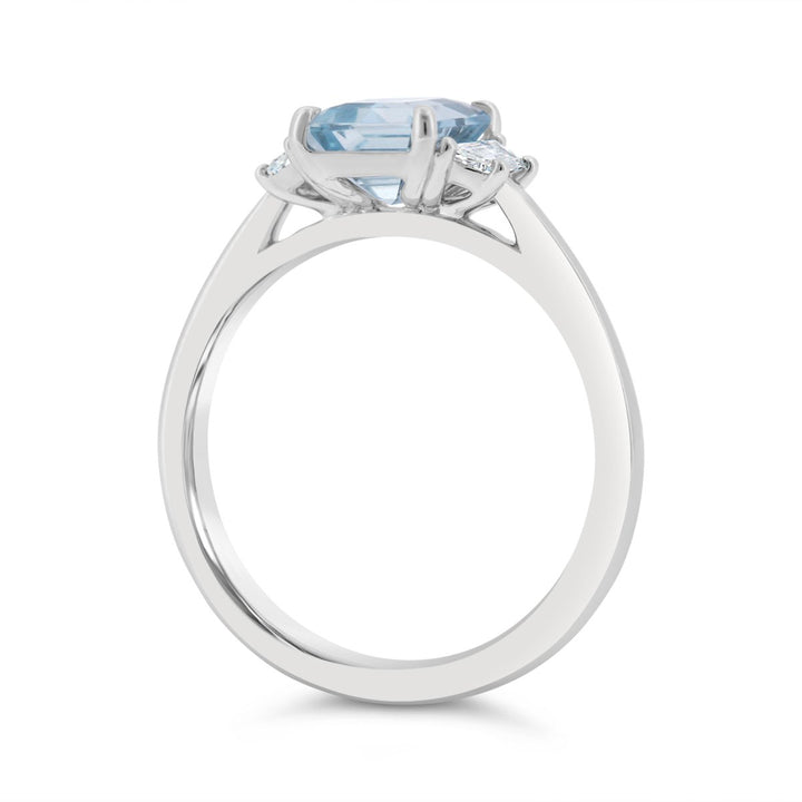 Aquamarine & Diamond Three Stone Ring - The Diamond Guys