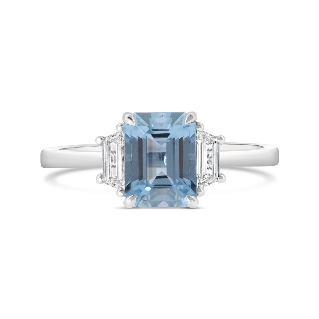 Aquamarine & Diamond Three Stone Ring - The Diamond Guys