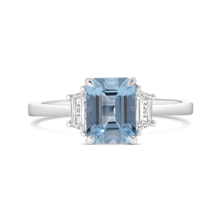 Aquamarine & Diamond Three Stone Ring - The Diamond Guys