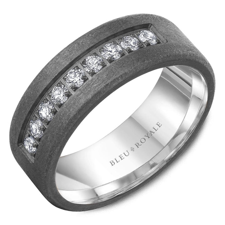 Bleu Royale 8mm Tantalum and Gold Men's Diamond Wedding Band - RYL-160TRD8
