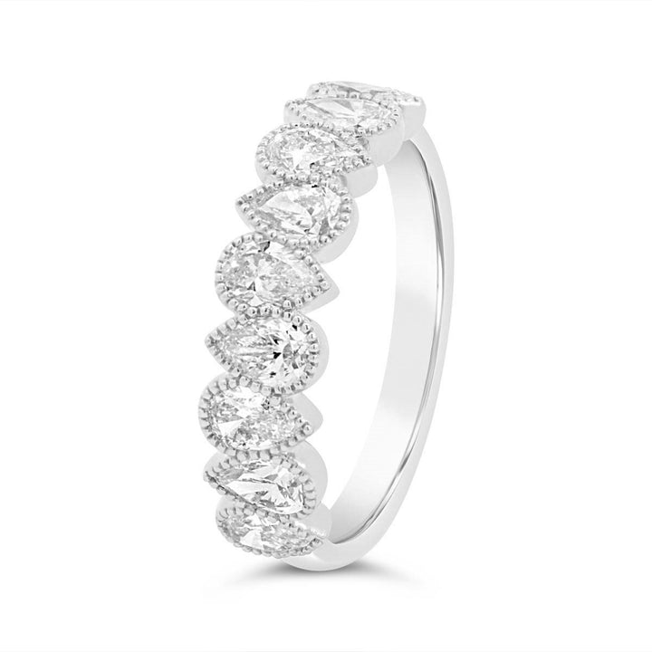 Pear Shape Diamond Band with Milgrain Finish - YR33953