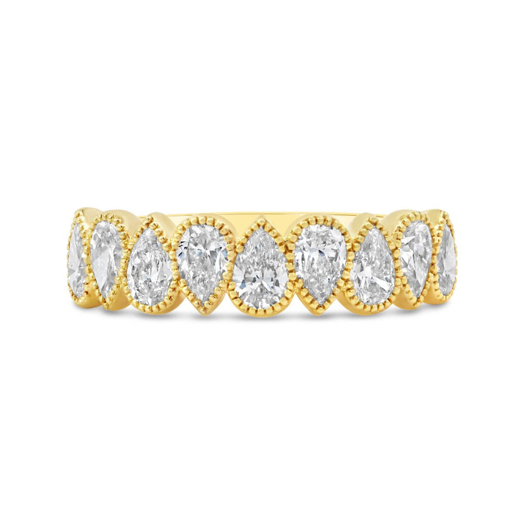 Pear Shape Diamond Band with Milgrain Finish - YR33953