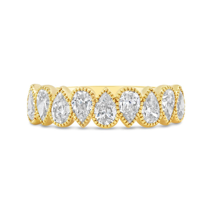 Pear Shape Diamond Band with Milgrain Finish - YR33953