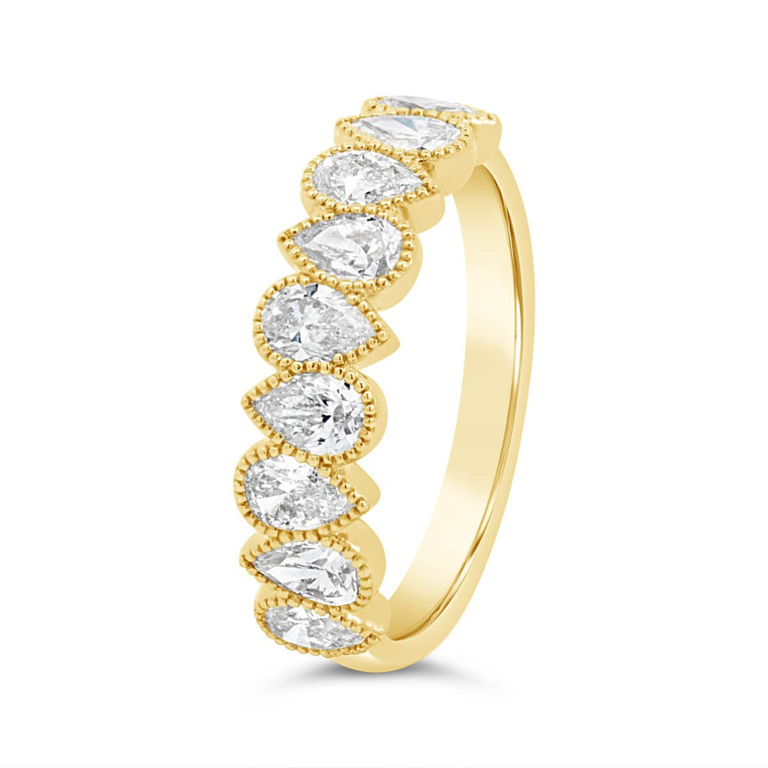 Pear Shape Diamond Band with Milgrain Finish - YR33953