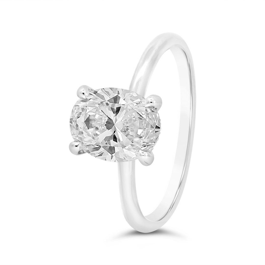 Two Tone Solitaire Hidden Halo Engagement Ring - N0562-OV