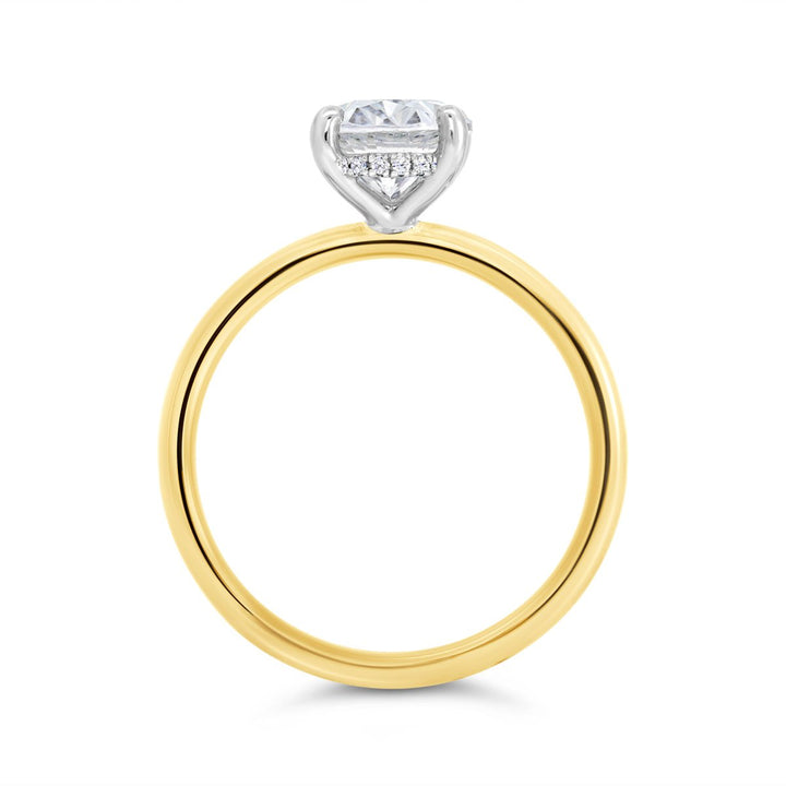 Two Tone Solitaire Hidden Halo Engagement Ring - N0562-OV