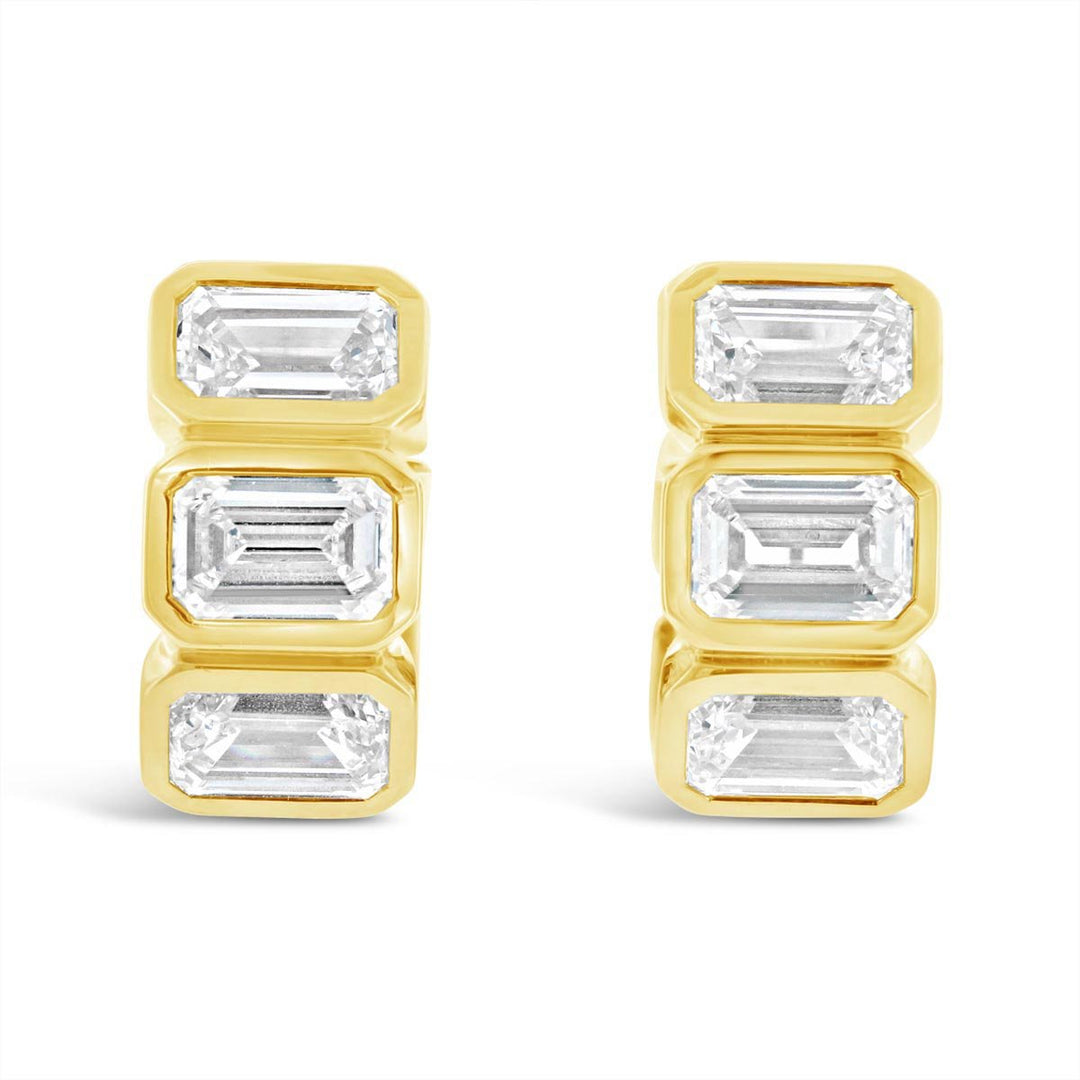 Lab Grown Emerald Cut Diamond Huggie Earrings