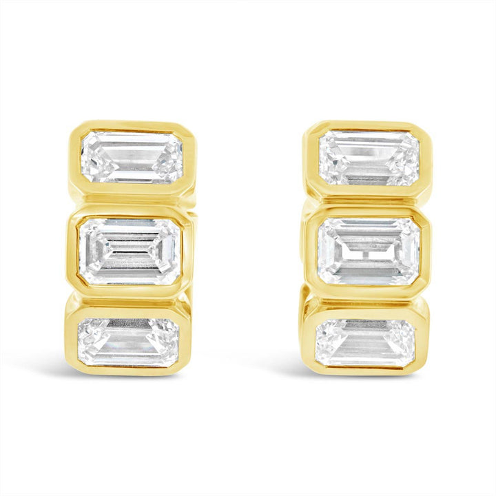 Lab Grown Emerald Cut Diamond Huggie Earrings