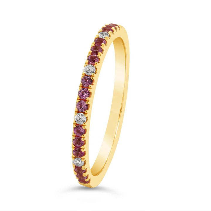 Half Way Set Diamond & Pink Sapphire Band
