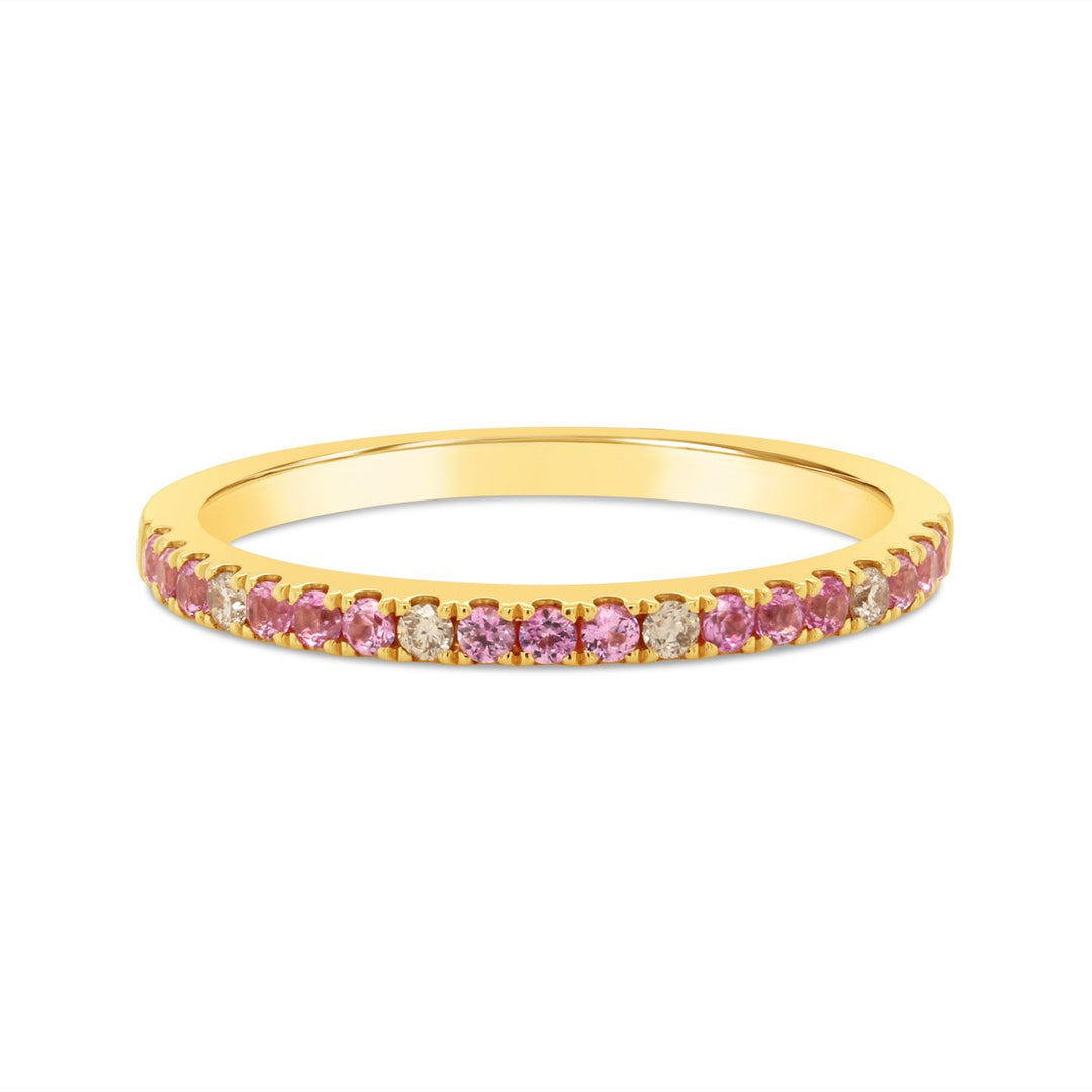 Half Way Set Diamond & Pink Sapphire Band