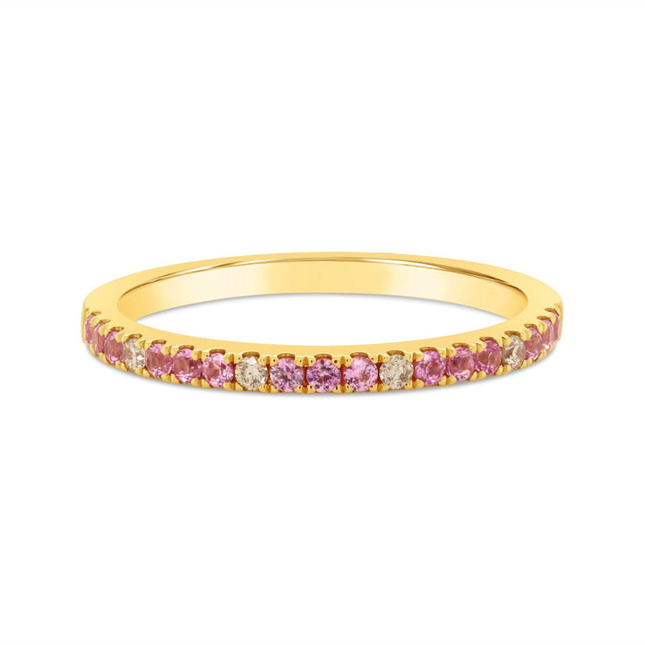 Half Way Set Diamond & Pink Sapphire Band
