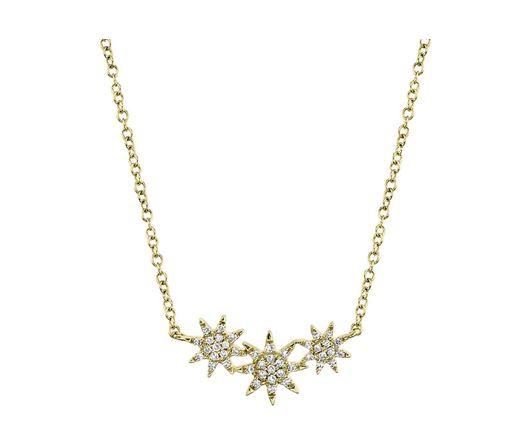 14KY Shy Creation Three Star Necklace, 0.09 ct  G/H SI - The Diamond Guys