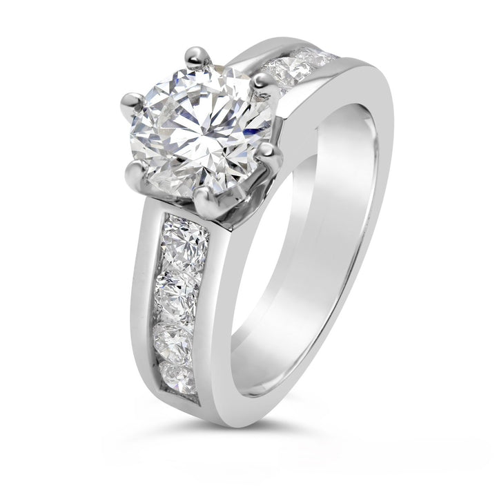 Diamond Engagment Ring with wide Channel Set Band - The Diamond Guys