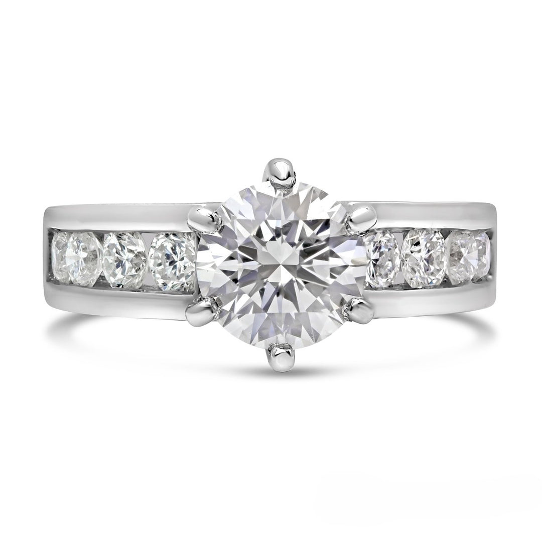 Diamond Engagment Ring with wide Channel Set Band - The Diamond Guys