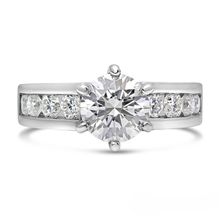 Diamond Engagment Ring with wide Channel Set Band - The Diamond Guys