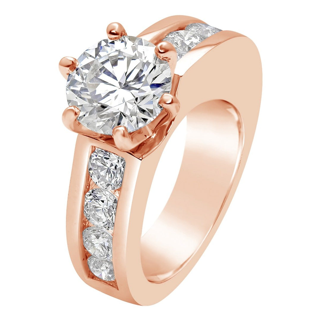 Diamond Engagment Ring with wide Channel Set Band - The Diamond Guys