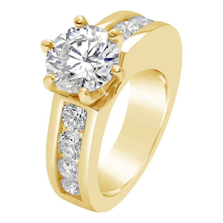 Diamond Engagment Ring with wide Channel Set Band - The Diamond Guys