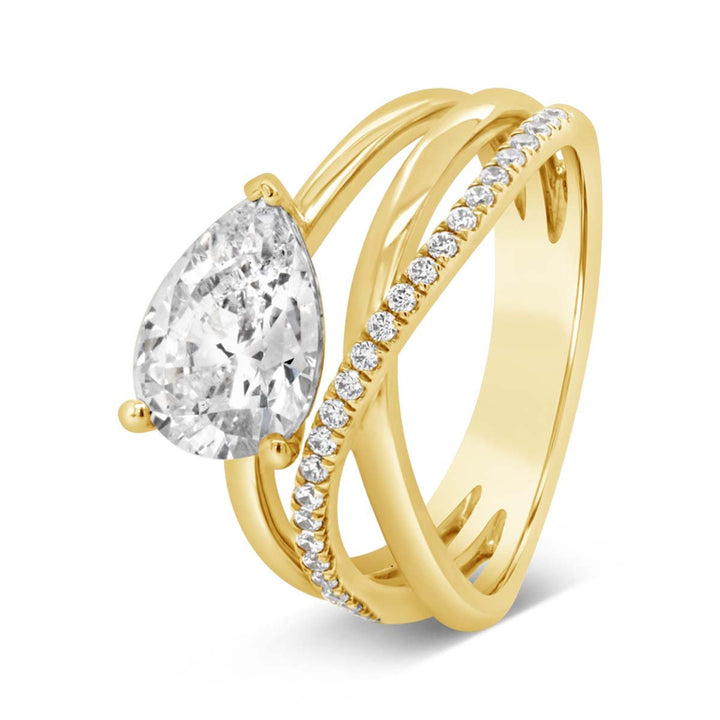 Cross Over Modern Diamond Engagement Ring - YJC4079R