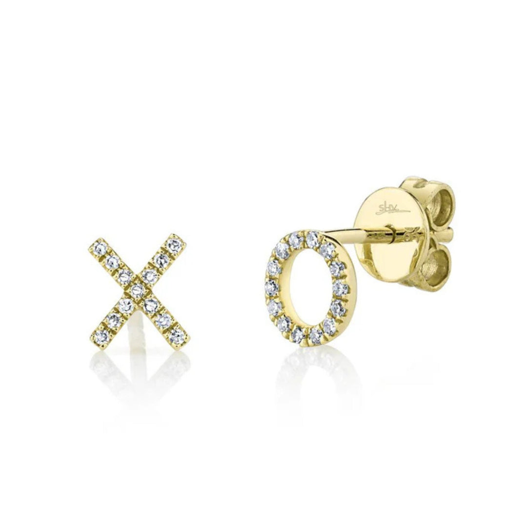 14KY SHY CREATION XO DIAMOND STUD EARRINGS 0.09 CTW  G/H  SI - The Diamond Guys