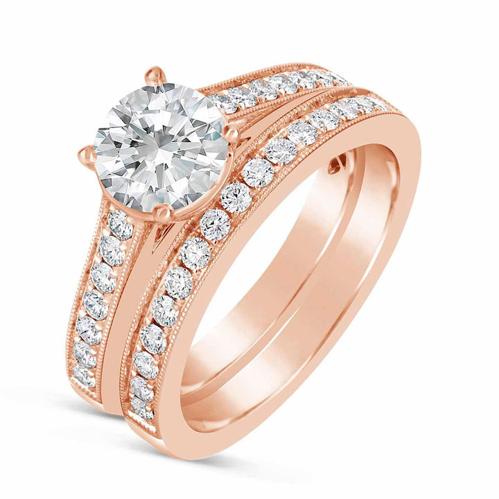 Vintage Inspired Diamond Wedding Set - YJA7690R-S - The Diamond Guys