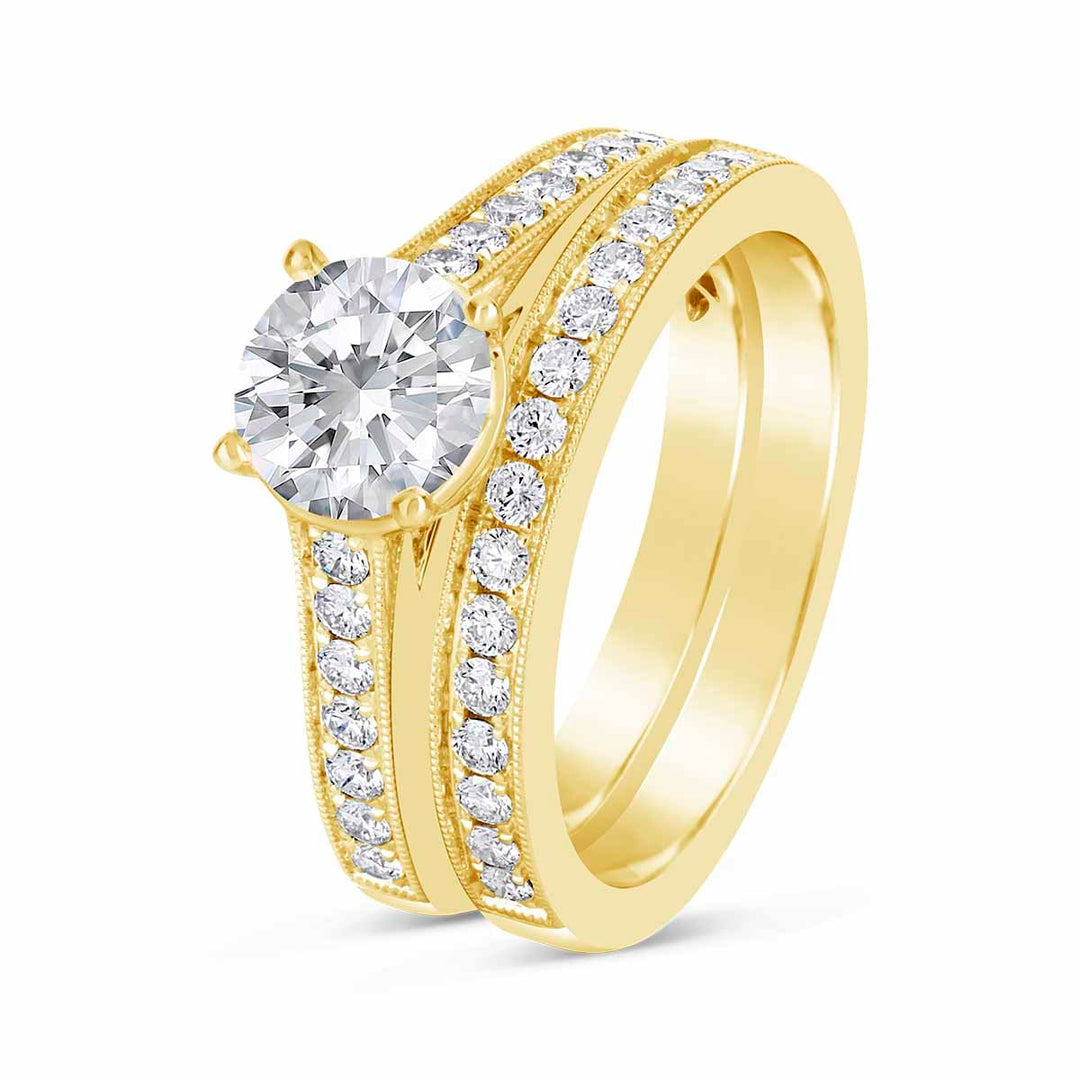 Vintage Inspired Diamond Wedding Set - YJA7690R-S - The Diamond Guys