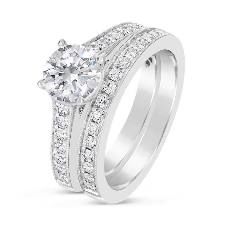 Vintage Inspired Diamond Wedding Set - YJA7690R-S - The Diamond Guys