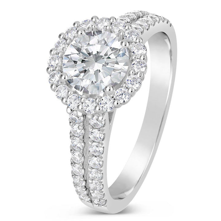 Split Shank Diamond Halo Engagement Ring - The Diamond Guys