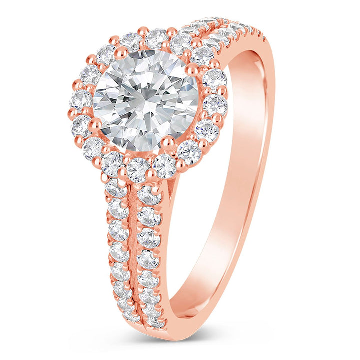 Split Shank Diamond Halo Engagement Ring - The Diamond Guys