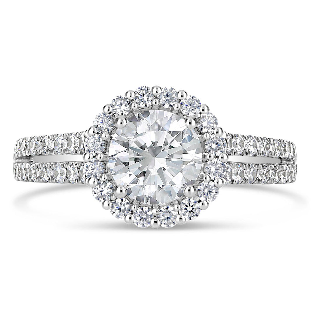 Split Shank Diamond Halo Engagement Ring - The Diamond Guys