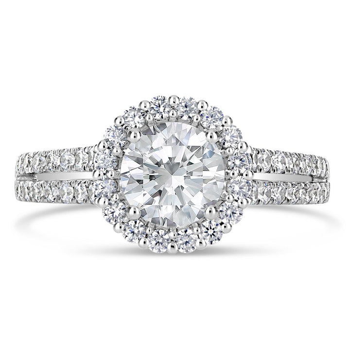 Split Shank Diamond Halo Engagement Ring - The Diamond Guys