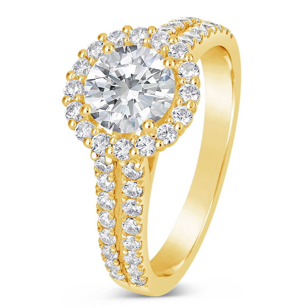Split Shank Diamond Halo Engagement Ring - The Diamond Guys