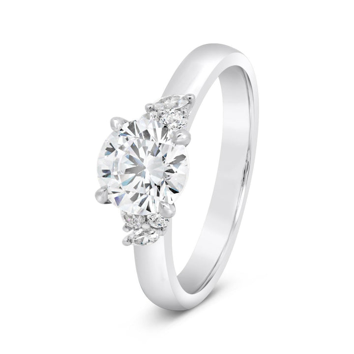 Cluster Side-Stone Diamond Engagement Ring