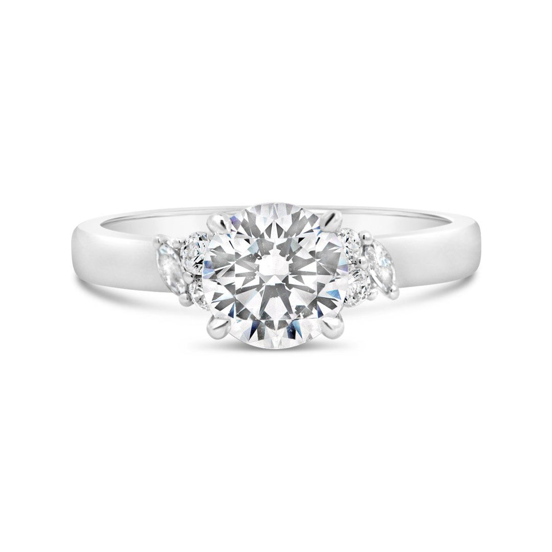 Cluster Side-Stone Diamond Engagement Ring