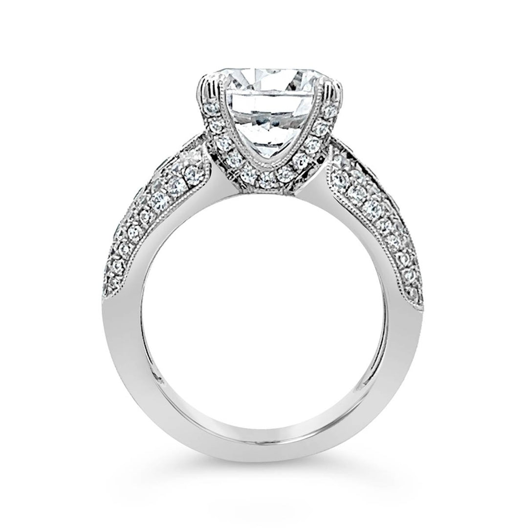 Wide Band Diamond Engagement Ring