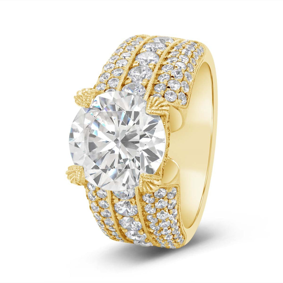 Wide Band Diamond Engagement Ring
