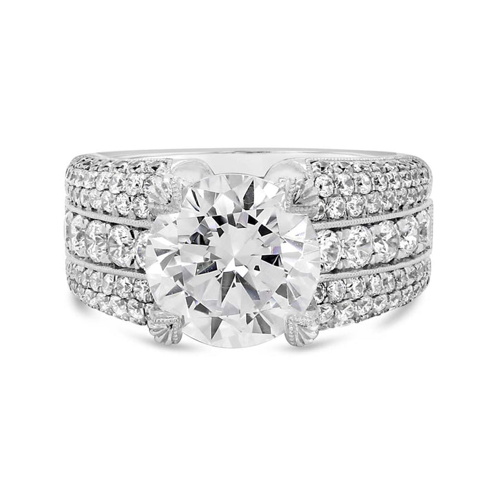 Wide Band Diamond Engagement Ring