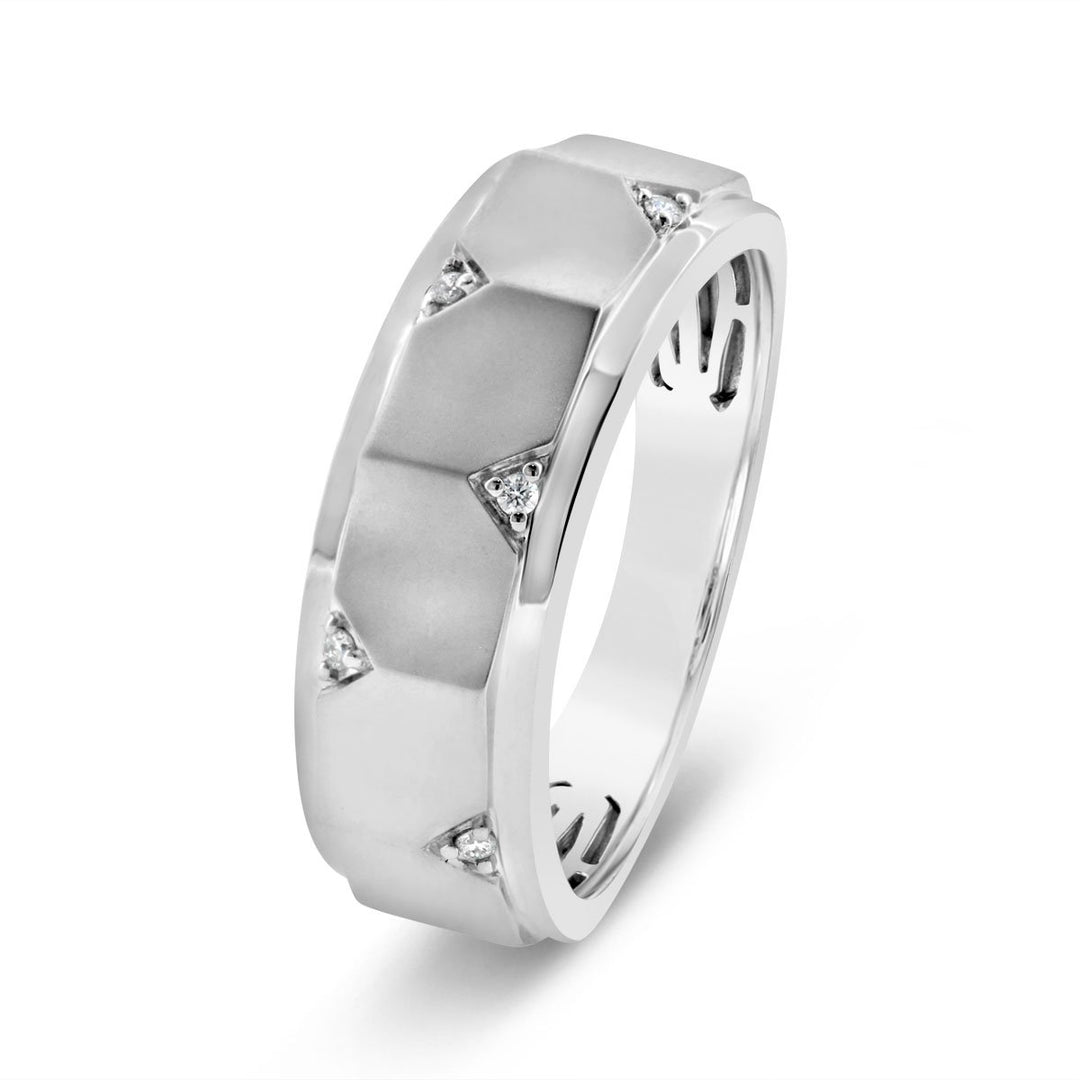 Men's Diamond Wedding Band with Satin Center & High Polish Edges